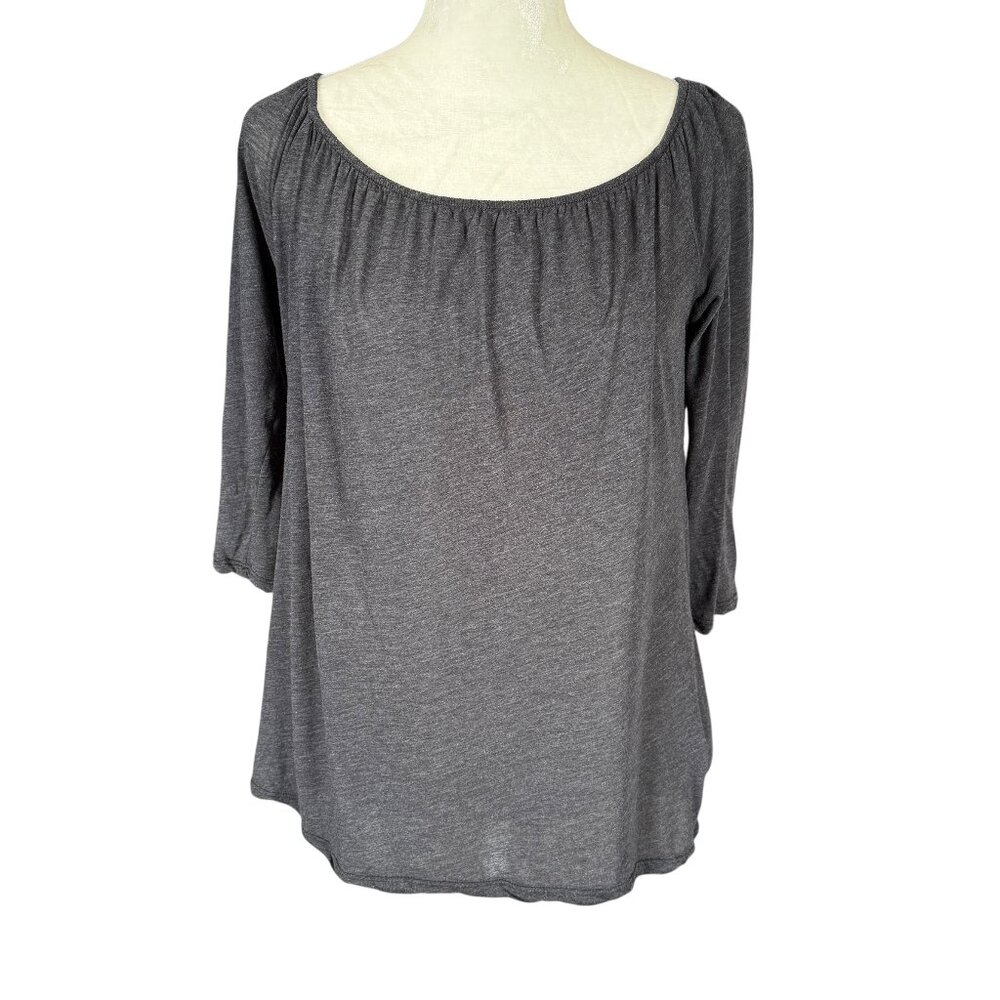 James Perse standard black stretchy 3/4 sleeve lightweight top blouse size 2 NWT